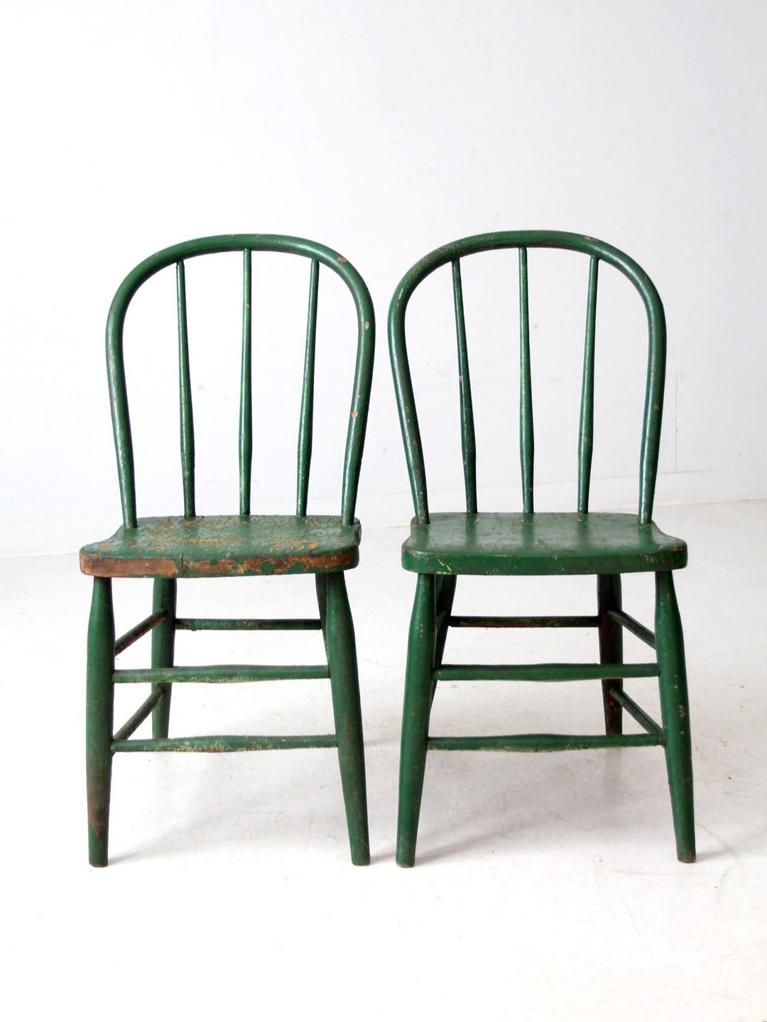 Antique Pair Green Farmhouse Spindle Back Chairs - Etsy