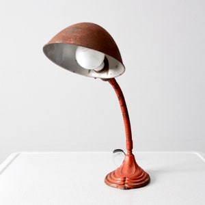 vintage red gooseneck desk lamp image 2