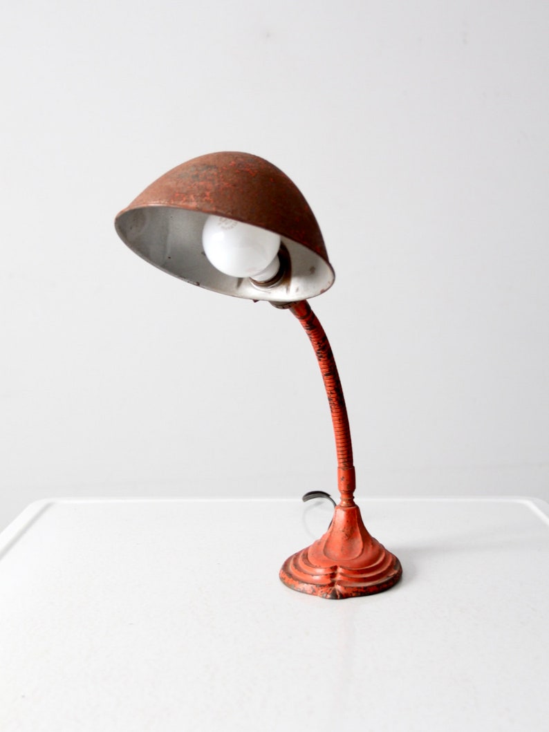 vintage red gooseneck desk lamp image 2