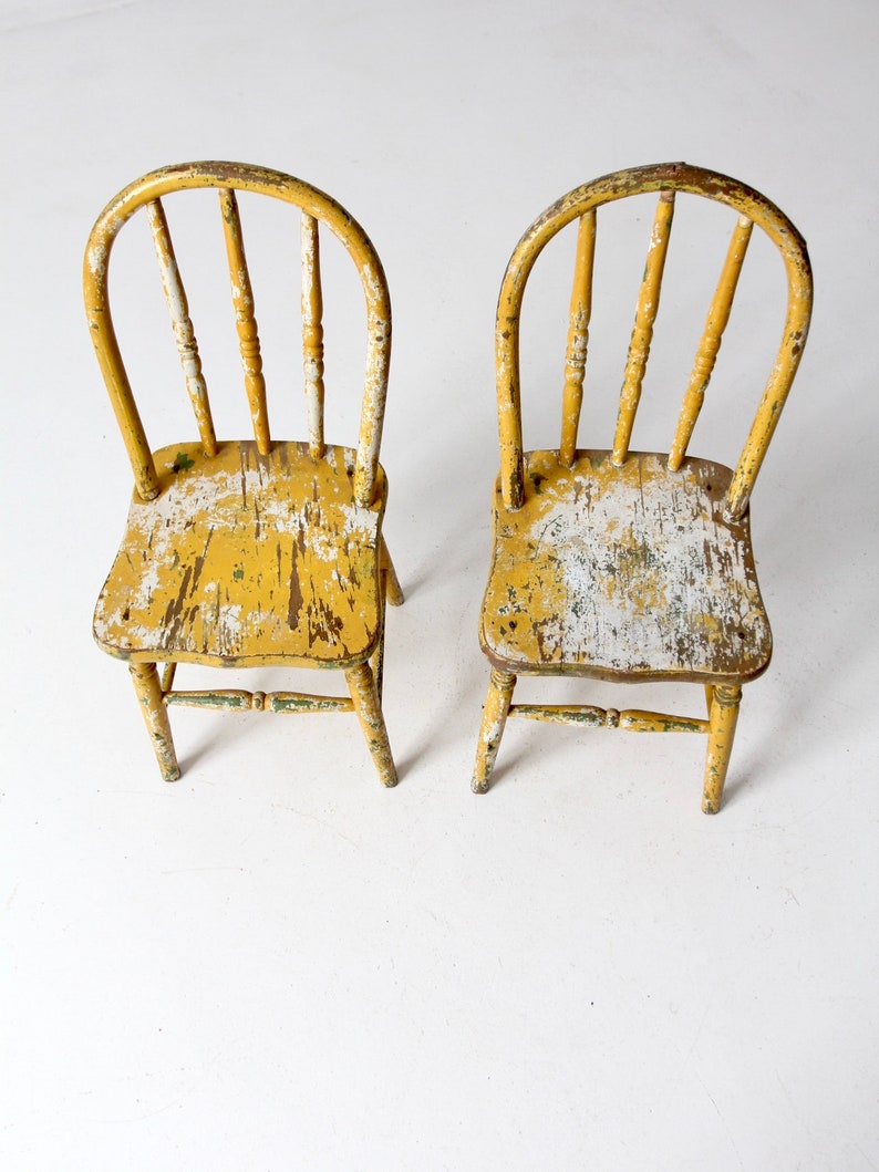 vintage kids chairs set/2, painted farmhouse children's chairs image 4