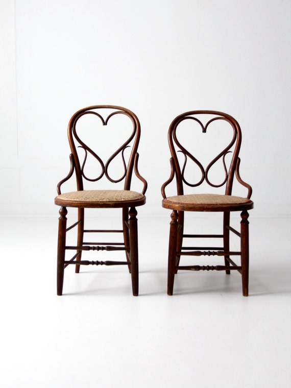 Antique Bentwood Chair Set/2 Heart Back Wood Chairs With Etsy image 0 - Antique Bentwood Chair Set/2 Heart Back Wood Chairs With Etsy