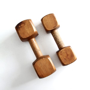 vintage wooden hand weights