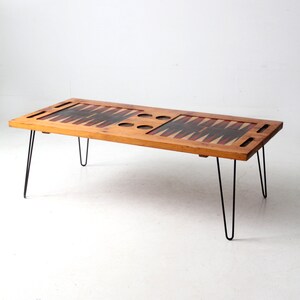 mid-century backgammon game table coffee table