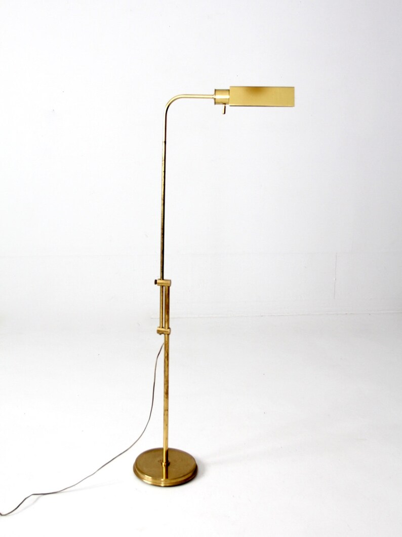 Mid Century Brass Floor Lamp Adjustable Reading Light