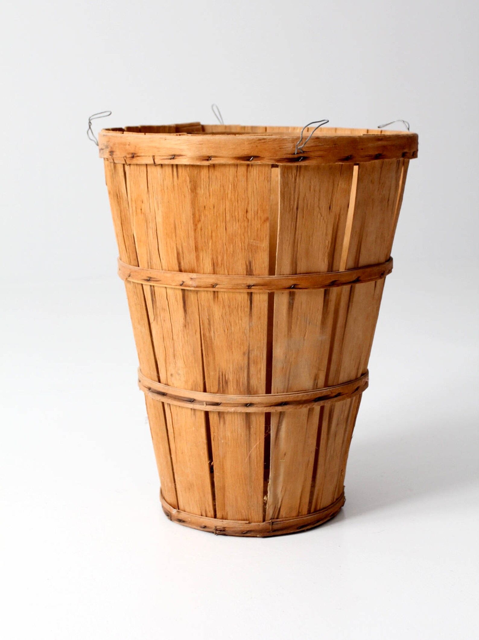 Vintage Orchard Basket Tall Wooden Bushel Basket Etsy