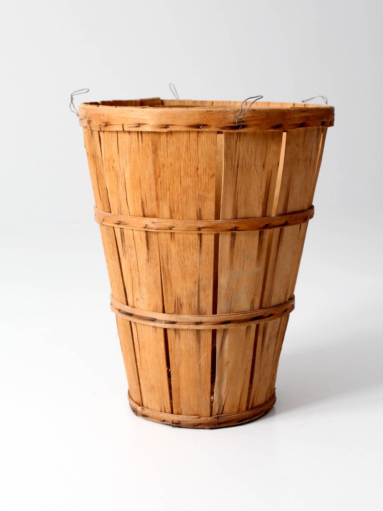 Vintage orchard basket tall wooden bushel basket Etsy