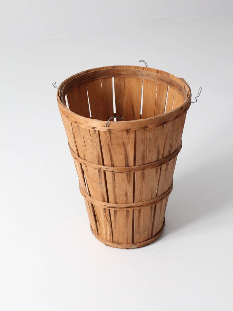 Vintage orchard basket tall wooden bushel basket Etsy