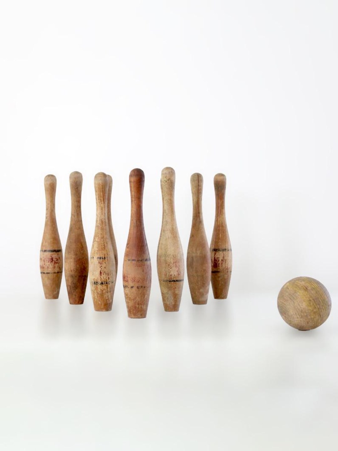 Antique Wooden Bowling Pins Game With Box - Etsy