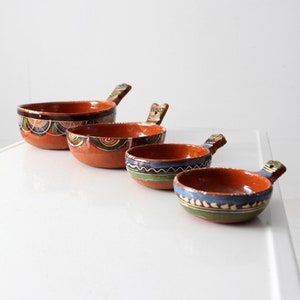 Vintage Tlaquepaque mexikanische Rotware Keramik Schüssel Set