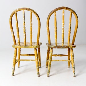 vintage kids chairs set/2, painted farmhouse children's chairs image 6