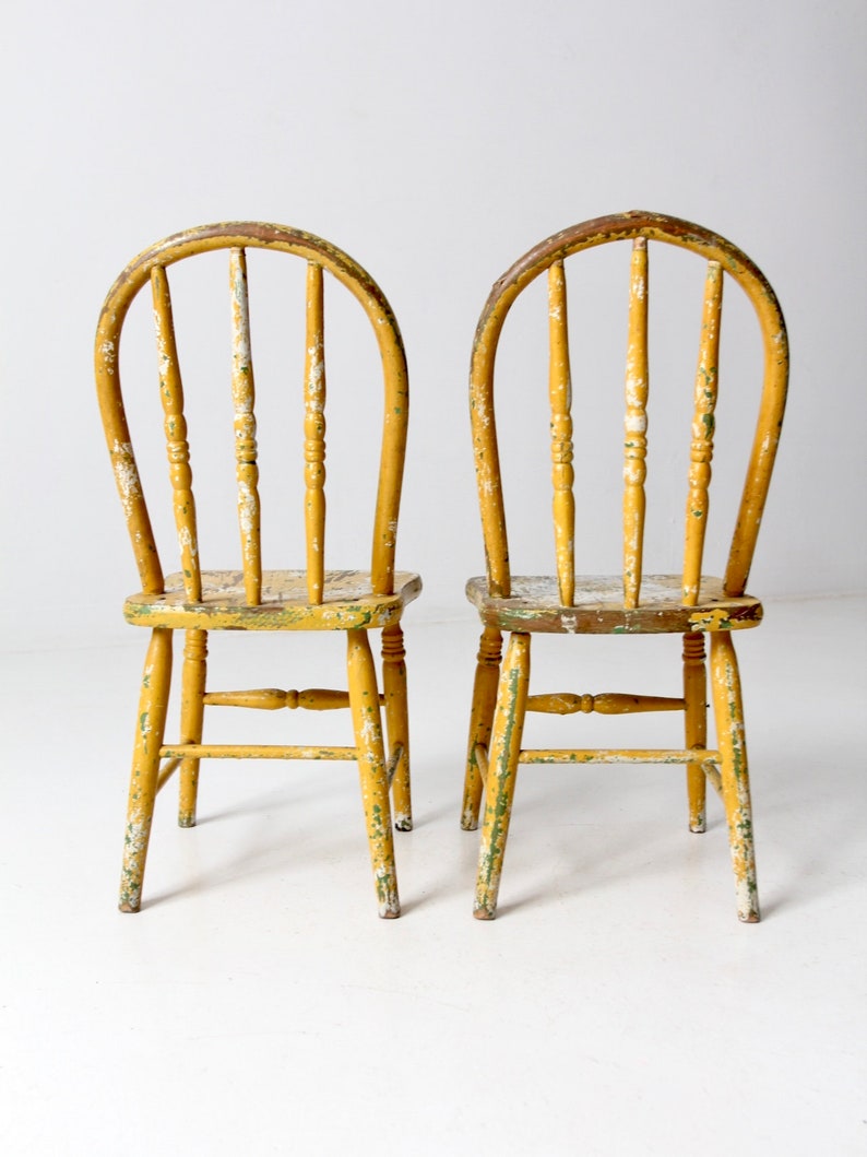 vintage kids chairs set/2, painted farmhouse children's chairs image 6