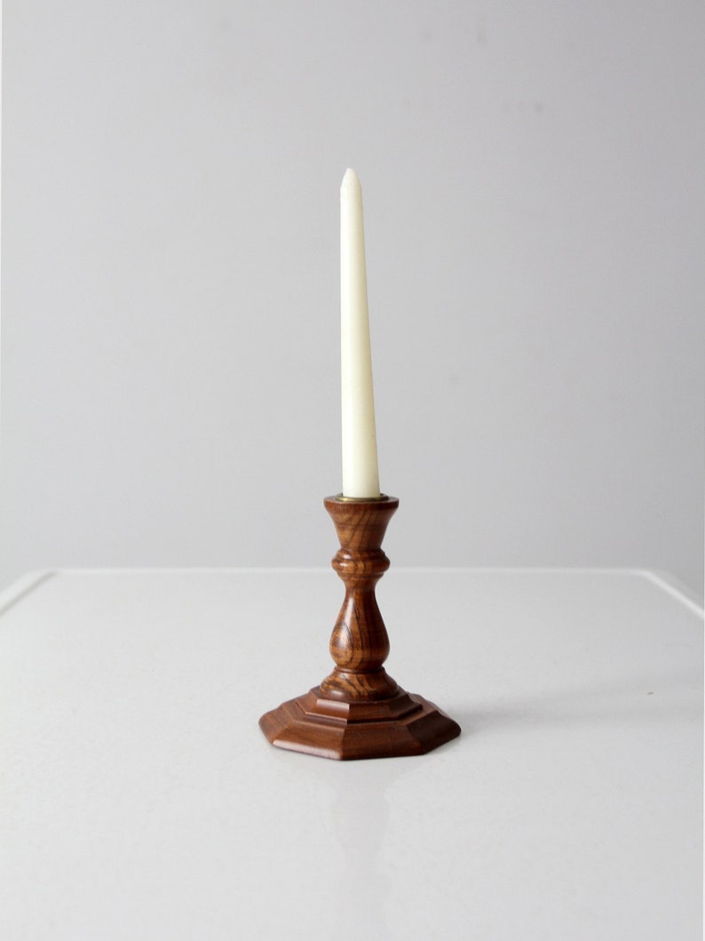vintage wood candlestick holder image 2