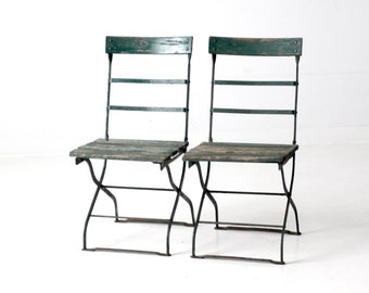 Antique Painted Wrought Iron Folding Chairs Pair - Etsy