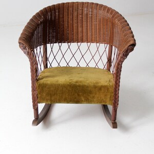 antique children's wicker rocking chair image 3