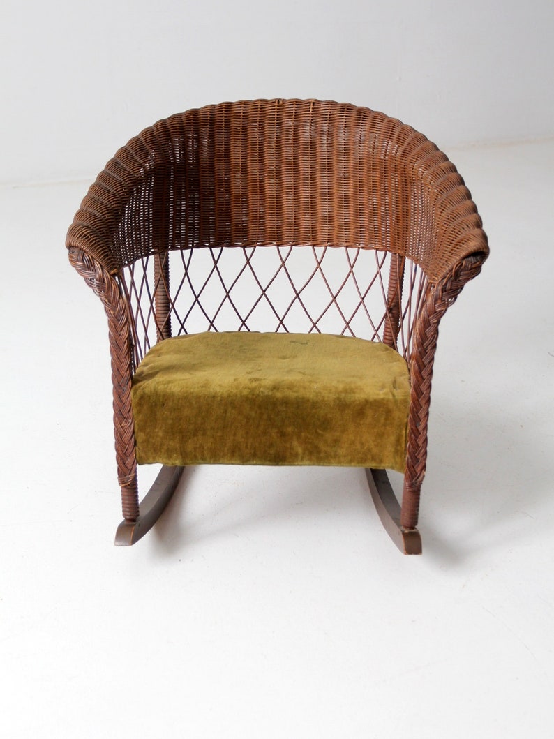 antique children's wicker rocking chair image 3