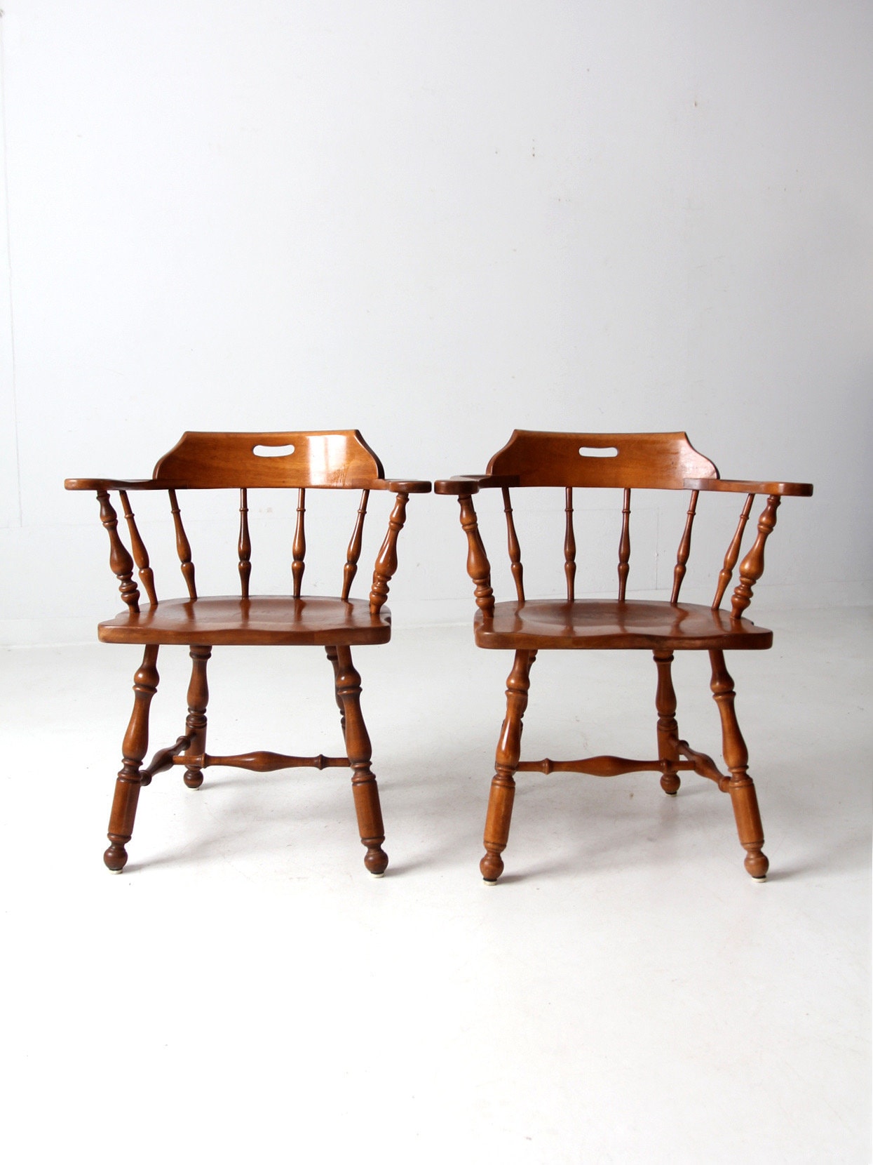 Vintage Ethan Allen Colonial Style Pub Dining Chairs Pair - Etsy