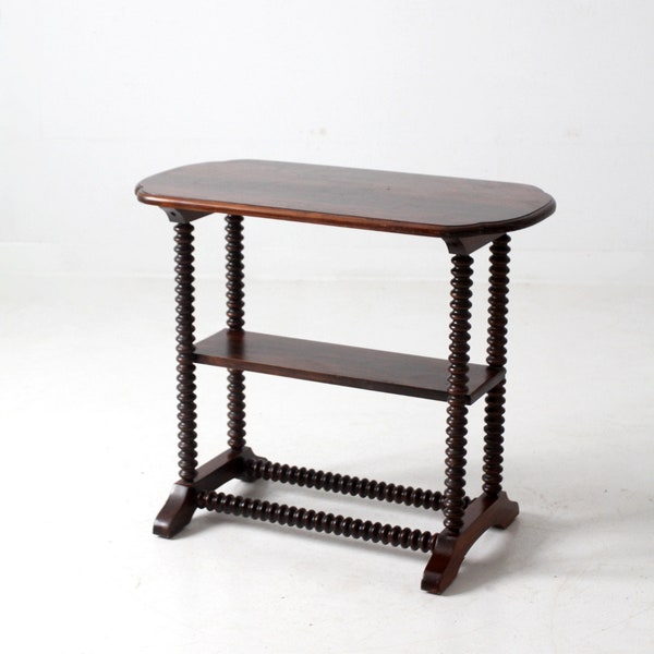 antique spool leg side table