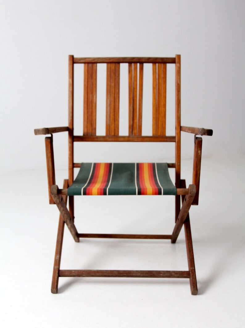 mid-century folding wood patio chair immagine 2
