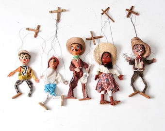 vintage Mexican marionette string puppets collection