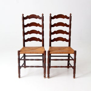 Tell City Chair Company rush seat dining chairs pair