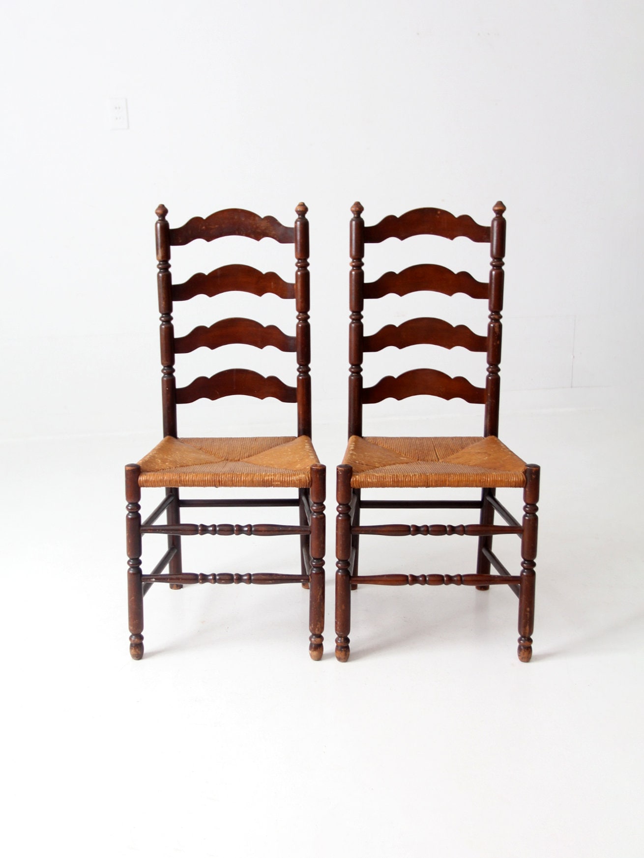 Tell City Chair Company rush seat dining chairs pair