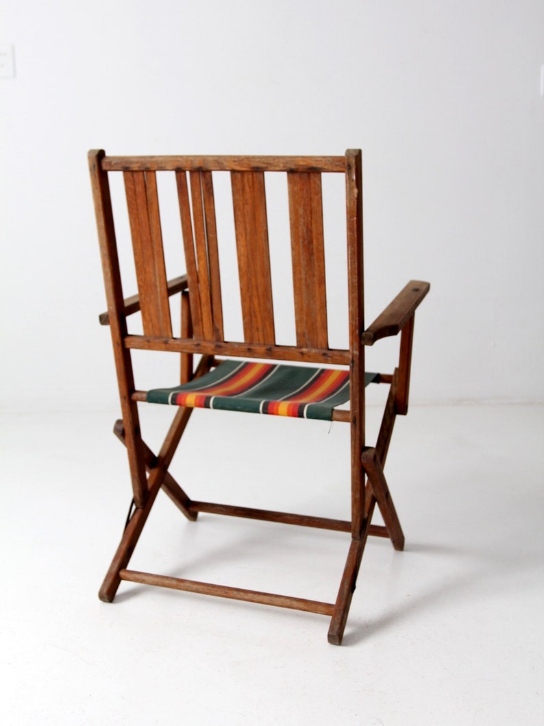 mid-century folding wood patio chair immagine 8