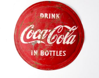 vintage Coca-Cola sign, original button sign, Coke disc sign