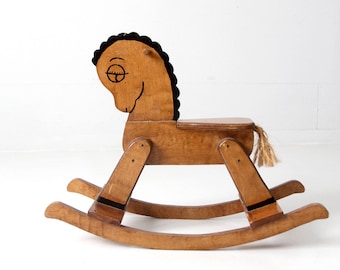 mid-century wooden rocking horse