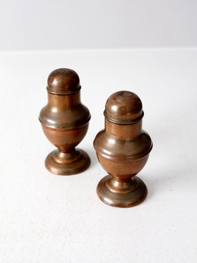 Vintage Copper Salt and Pepper Shakers Etsy