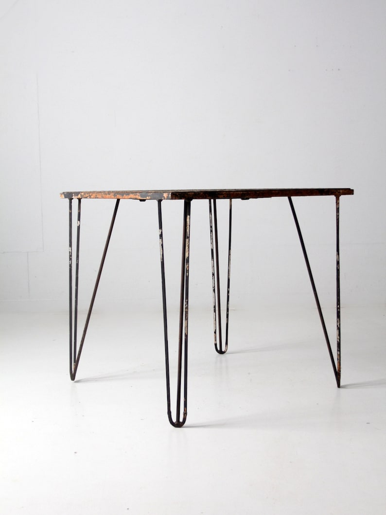 mid-century hairpin leg iron table image 5