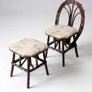 antique Adirondack children's twig chair and stool image 10