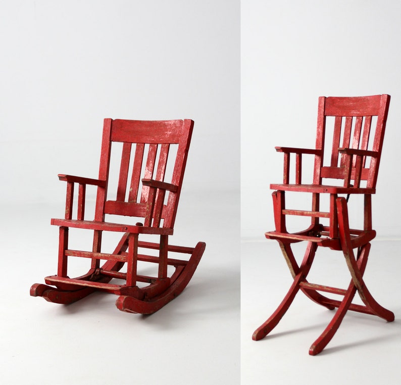 Antique Children's Rocking Chair and High Chair Etsy
