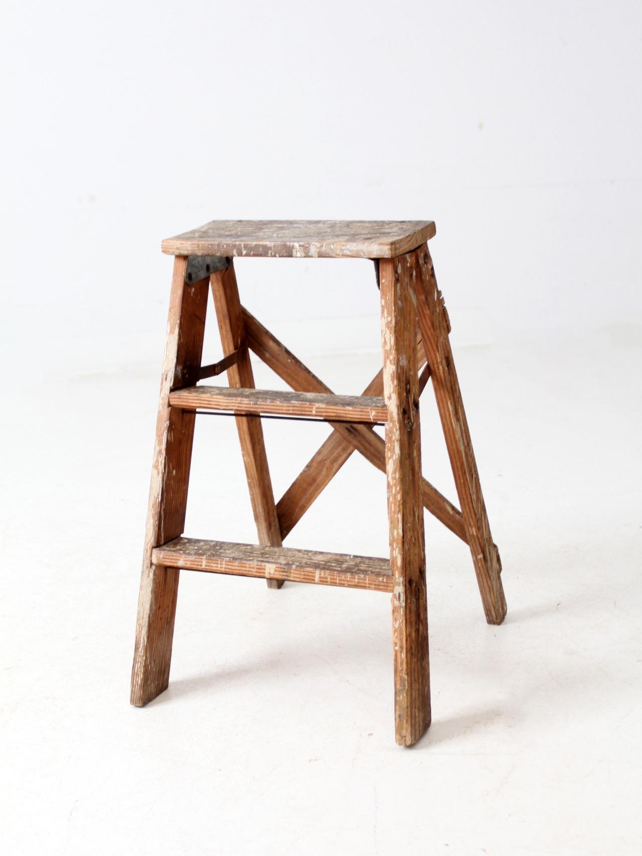 Vintage Wood Step Ladder - Etsy