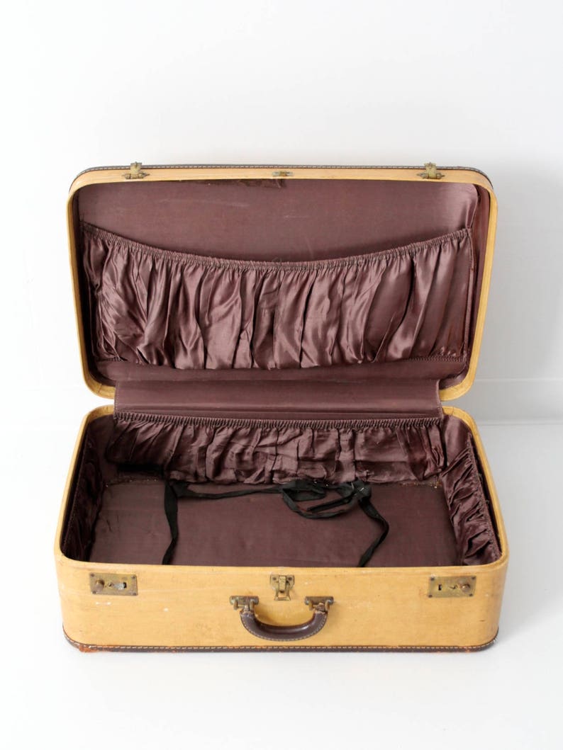 Vintage Suitcase Leather Trimmed Hardcase Luggage Etsy