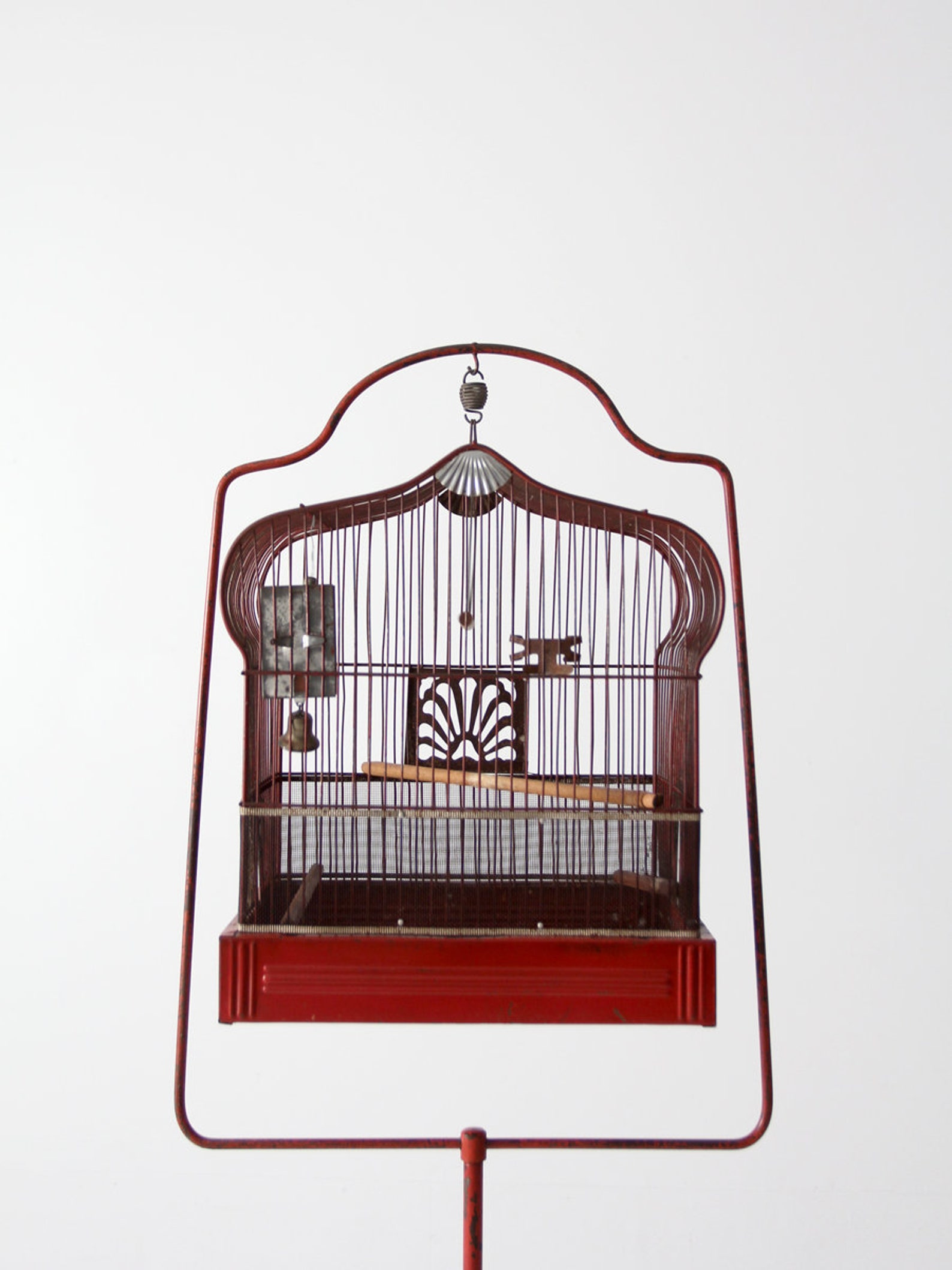 Antique Bird Cage With Stand Red Crown Birdcage Decorative Etsy