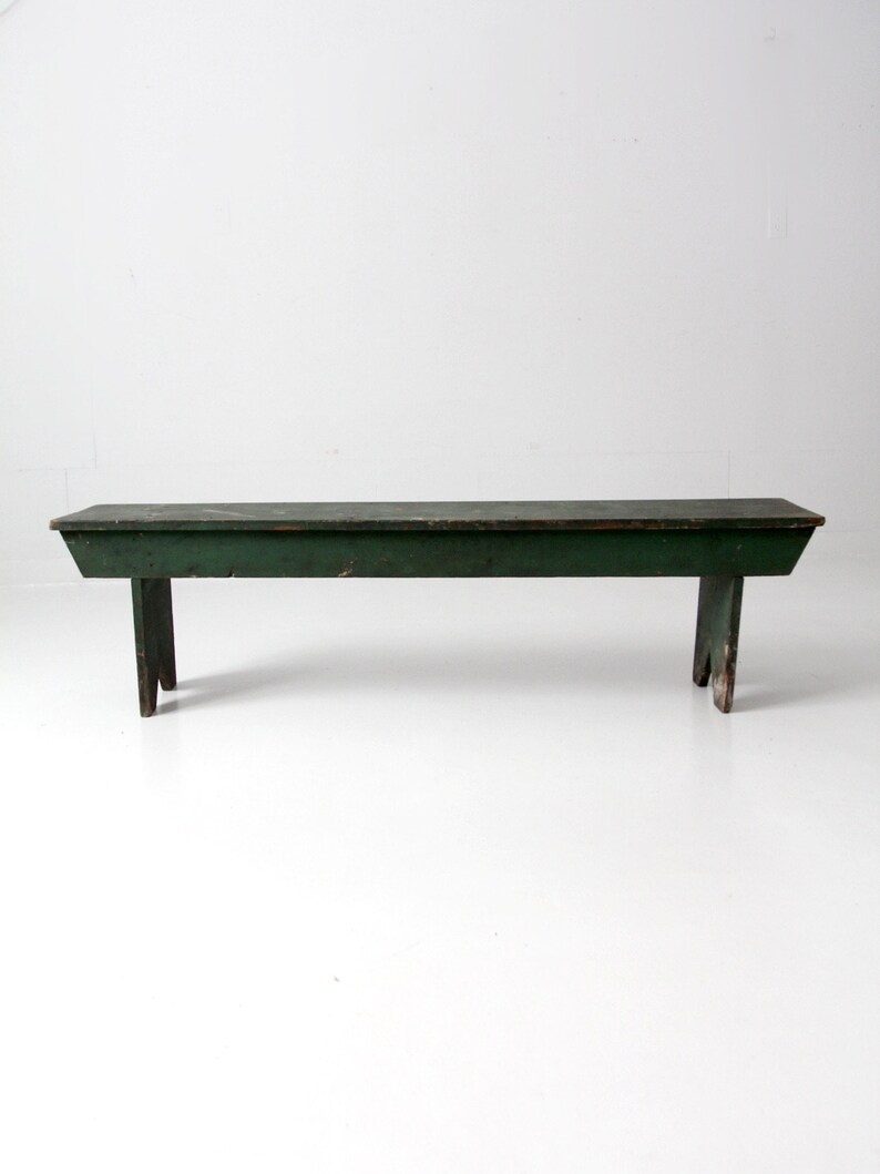 Antique Primitive Wood Bench, Green Farmhouse Bench - Etsy