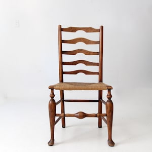 antique ladder back rush seat chair