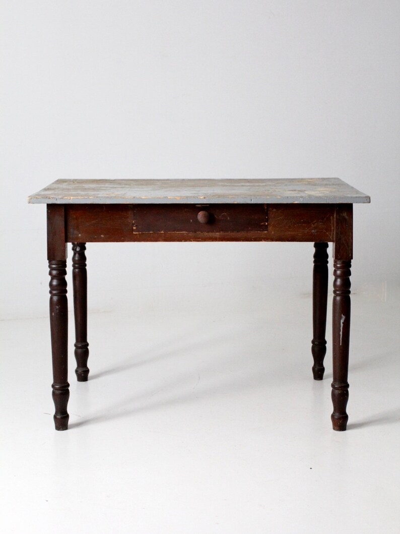 Antique Kitchen Table With Drawer Etsy