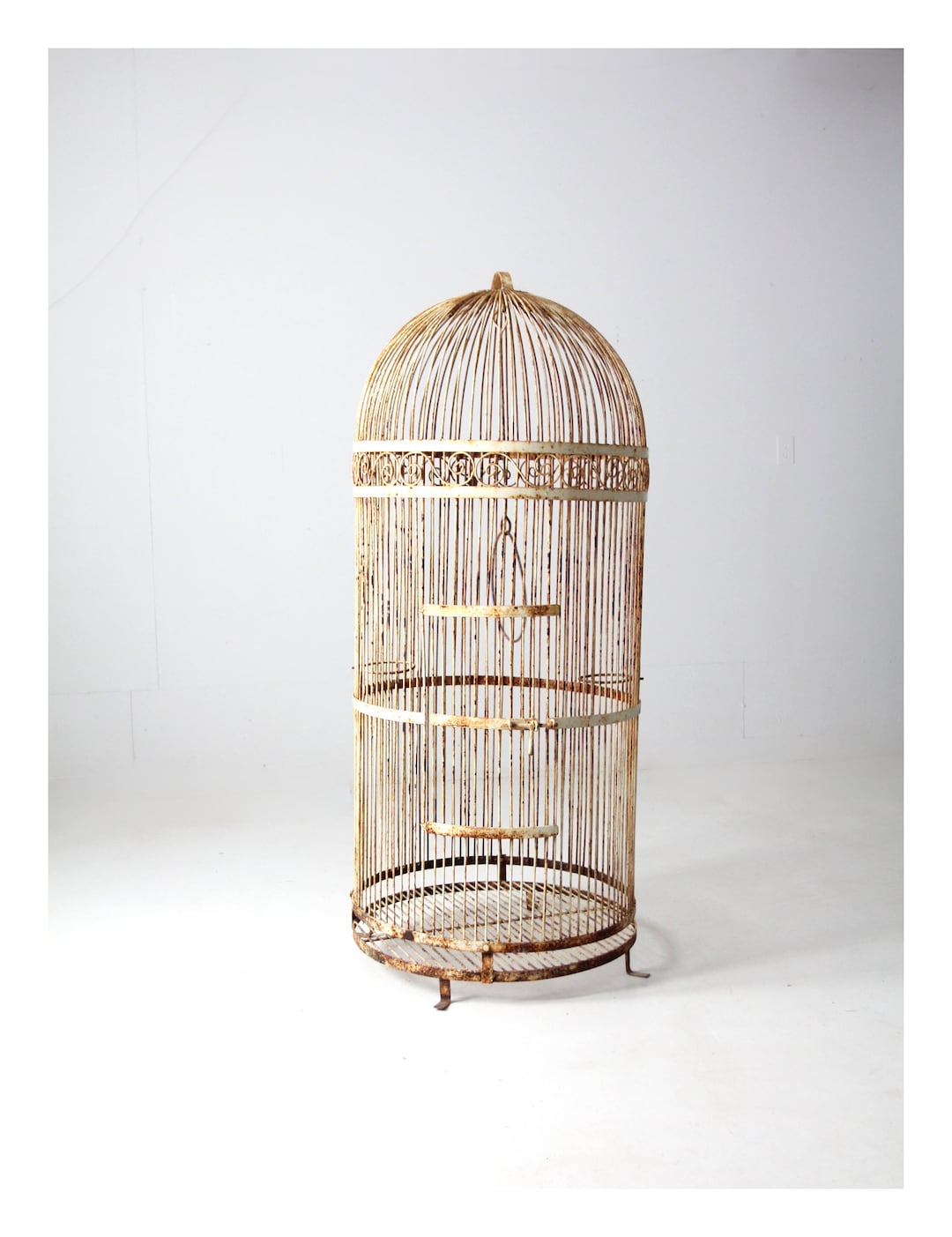 Antique White Iron Birdcage Etsy UK