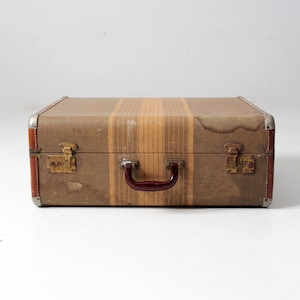 vintage striped suitcase