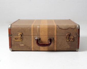vintage striped suitcase