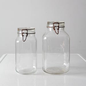 vintage Italian Ermetico glass jars pair