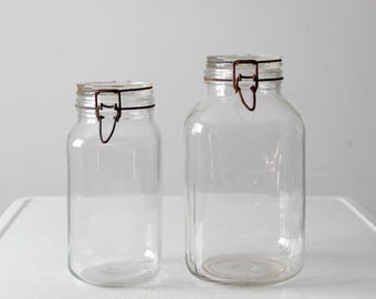 ヴィンテージ 4個セット 各種密閉容器ジャー イタリア製 頑丈ガラス