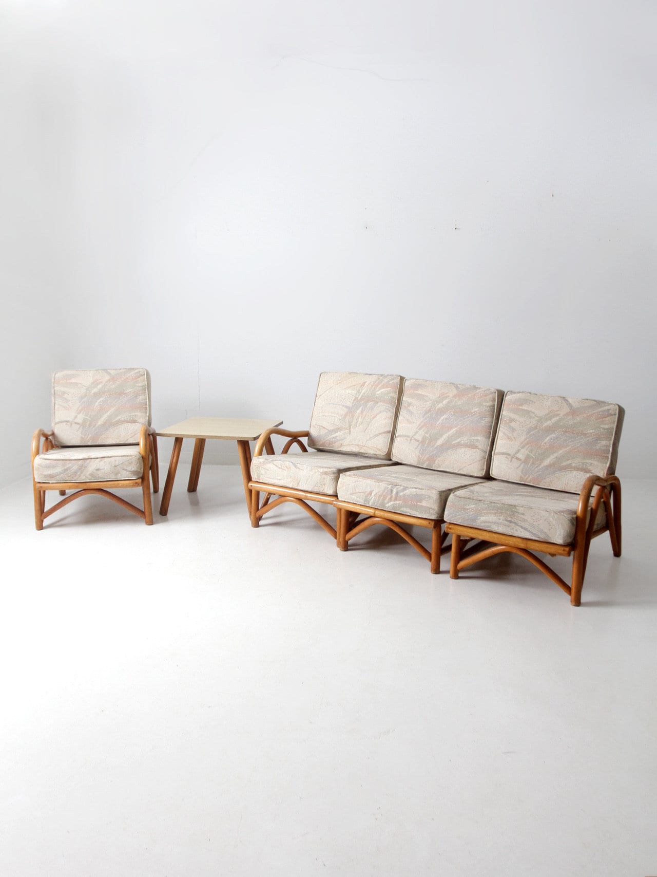 Vintage Rattan Sofa and Lounge Chair Set - Etsy