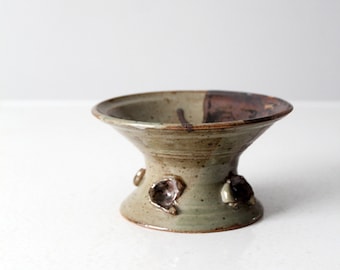 vintage studio pottery pedestal bowl