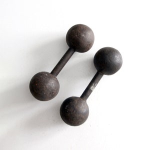 antique cast iron dumbbell hand weights pair
