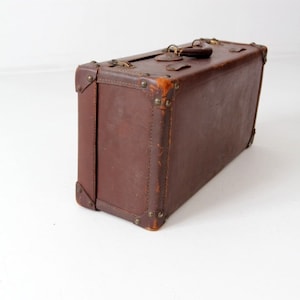 vintage leather suitcase, brown luggage, stacking suitcase storage image 3