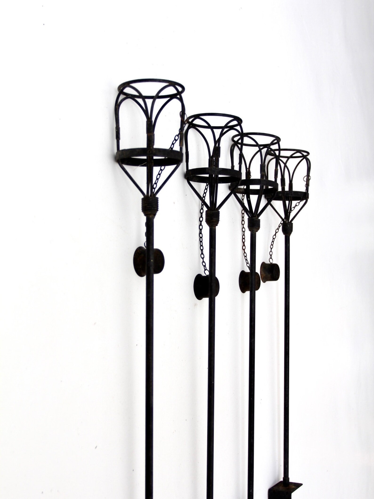 Vintage wrought iron tiki torches set/4 clamp on outdoor Etsy