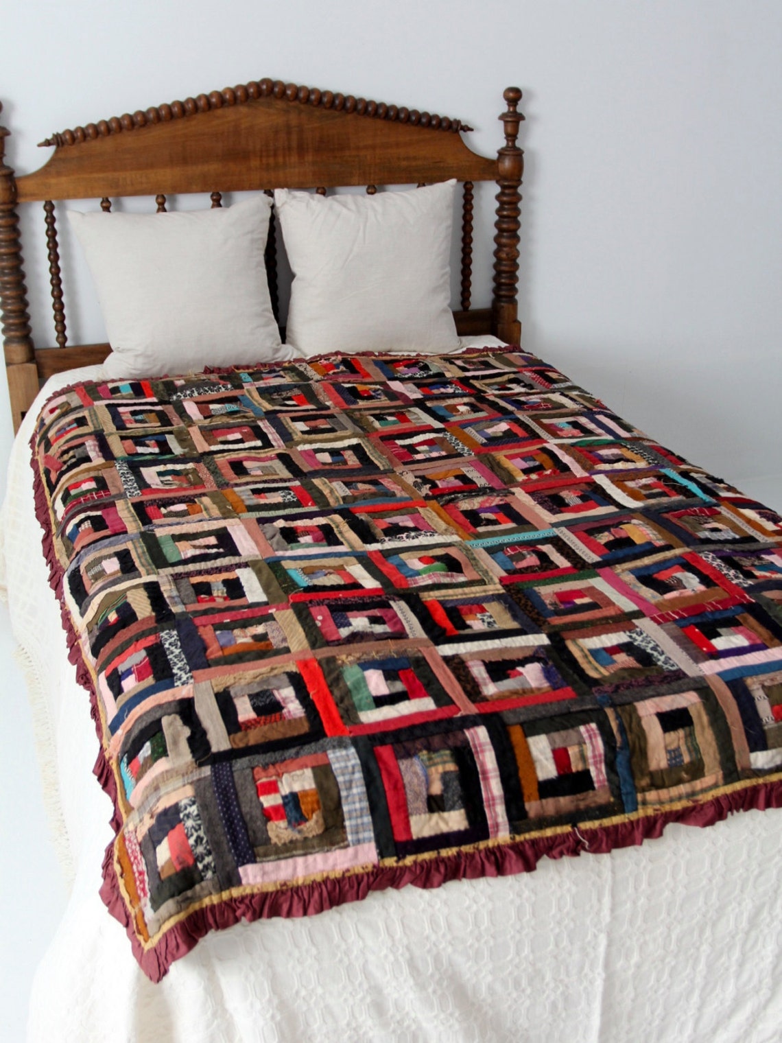 1800s crazy quilt rare double sided patchwork quilt hand Etsy