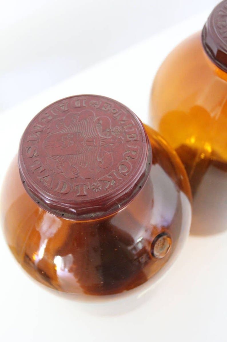 Antique pharmacy bottles large amber glass apothecary jars Etsy